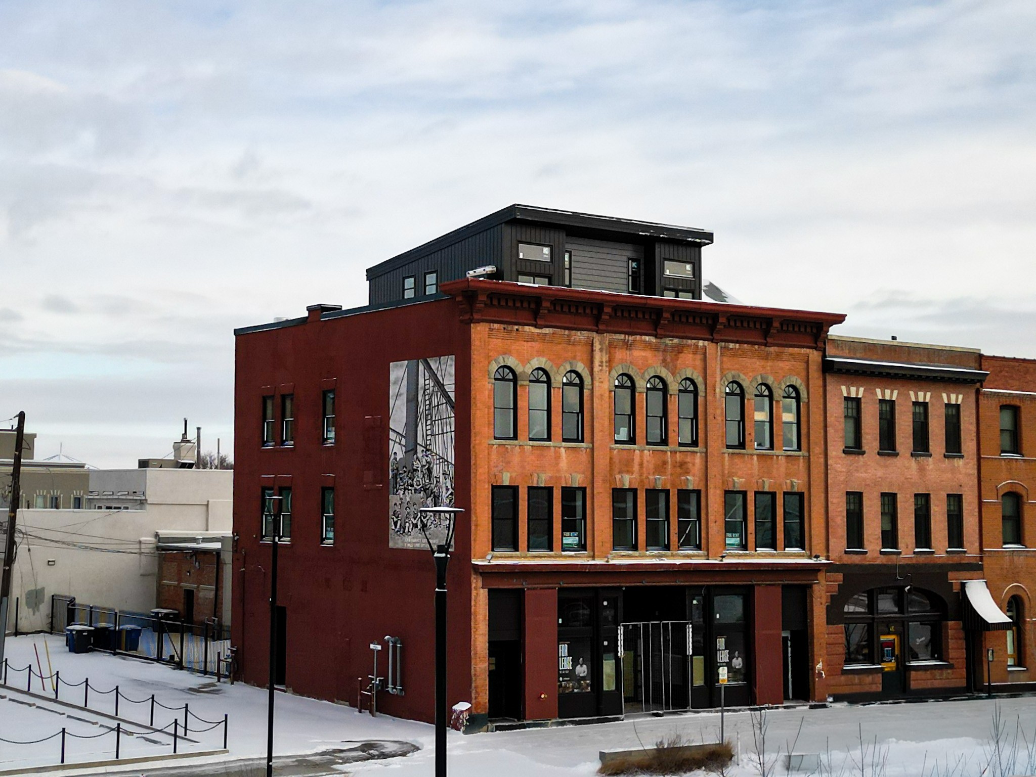 The Whitney Block heritage apartment building exterior in summer, downtown Lethbridge Alberta