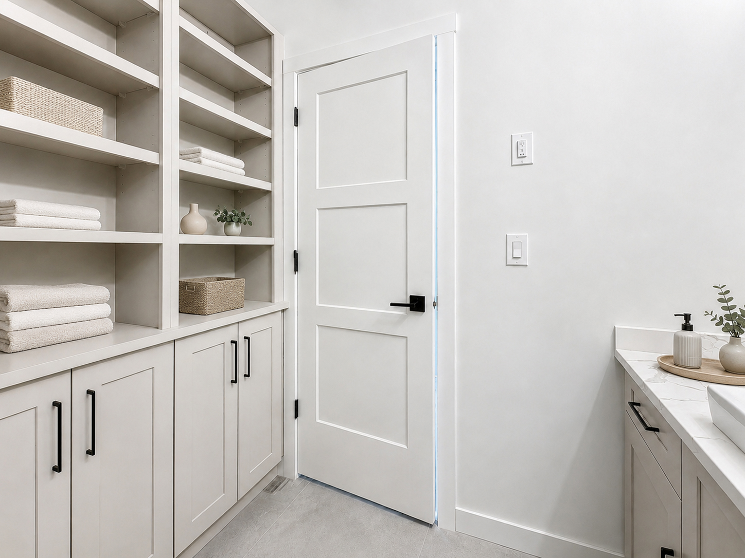 Staged rendering of modern apartment living space at The Whitney Block downtown Lethbridge