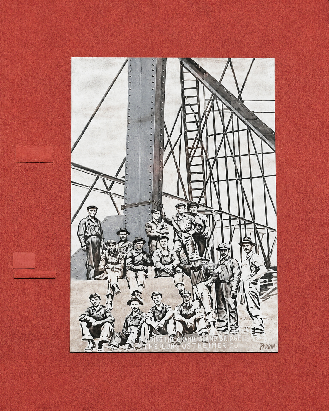 Bridge Builders mural at The Whitney Block, Lethbridge heritage art