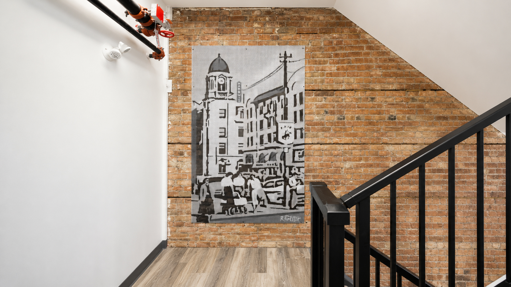 Original stairwell artwork inside The Whitney Block heritage building