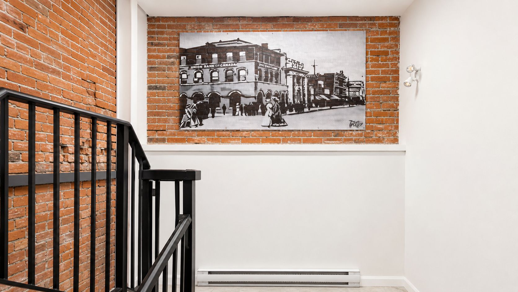 Union Bank historical painting displayed at The Whitney Block
